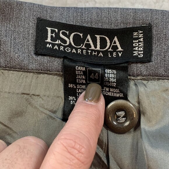 Escada Women's Margaretha Ley Virgin Wool Blend Pencil Skirt Lined 44 XL Gray - Picture 9 of 10